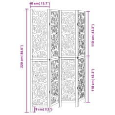 Vidaxl Paraván 4dílný černý masivní dřevo pavlovnie