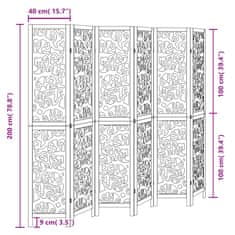 Petromila Paraván 6dílný černý masivní dřevo pavlovnie