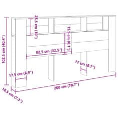 Vidaxl Čelo postele s úložným prostorem dub artisan 200x18,5x102,5 cm