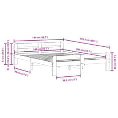 Vidaxl Postel bez matrace bílá 140 x 200 cm masivní borovice
