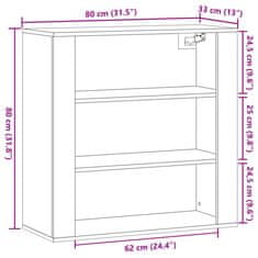 Vidaxl Nástěnná skříňka hnědý dub 80 x 33 x 80 cm kompozitní dřevo