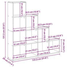 Vidaxl Knihovna/dělící stěna 4patrová dub sonoma 131,5x29x131,5 cm