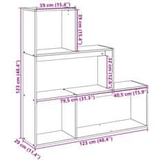 Vidaxl Knihovna/dělící stěna 3patrová kouřový dub 123x29x123 cm