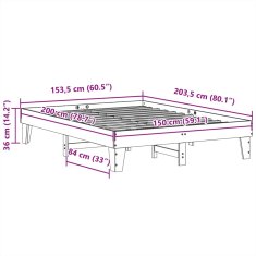 Petromila Postel bez matrace bílá 150 x 200 cm masivní borovice