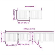 Petromila Zábrana pro psy s dvířky skládací 8 panelů bílá 640 cm topol