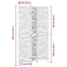 Vidaxl Paraván 3dílný černý masivní dřevo pavlovnie