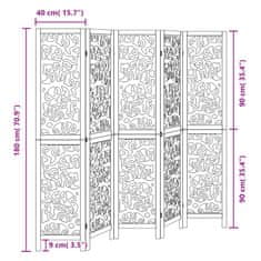 Vidaxl Paraván 5dílný černý masivní dřevo pavlovnie