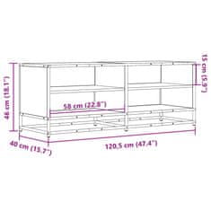 Vidaxl TV skříňka kouřový dub 120,5x40x46 cm kompozitní dřevo a kov