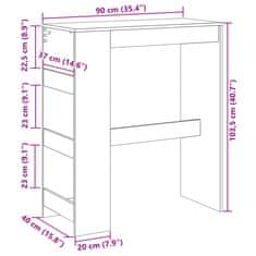 Vidaxl Barový stůl s regály kouřový dub 90 x 40 x 103,5 cm kompozit