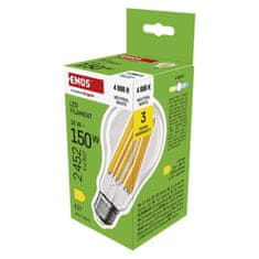 Emos EMOS LED žárovka Filament A70 / E27 / 18 W (150 W) / 2452 lm / neutrální bílá ZF5D83