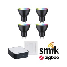 Paulmann PAULMANN Startovací sada Zigbee 3.0 Smart Home smik Gateway plus LED reflektor GU10 RGBW plus vypínač 5191