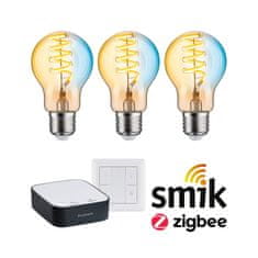 Paulmann PAULMANN Startovací sada Zigbee 3.0 LED žárovka Filament E27 měnitelná bílá plus Gateway smik plus vypínač 5194