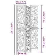 Vidaxl Paraván 3dílný černý masivní dřevo pavlovnie