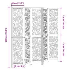 Vidaxl Paraván 5dílný černý masivní dřevo pavlovnie