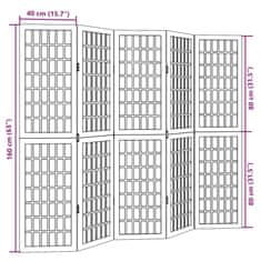 Vidaxl Paraván 5dílný černý masivní dřevo pavlovnie