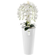 botle Umělá bílá orchidej, kytice květin,listy oblázky vysoký květináč, Bílá V 110 cm