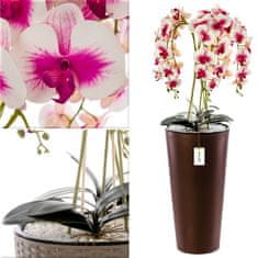 botle Umělá orchidej, krémová a růžová, kytice květin, vysoký květináč, měď, V 110 cm