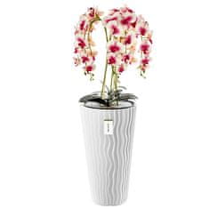 botle Umělá orchidej, krémová a růžová, kytice květin, vysoký květináč, Bílá, V 115 cm