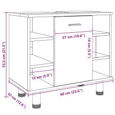 Vidaxl Koupelnová skříňka dub sonoma 60 x 32 x 53,5 cm dřevotříska