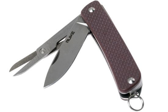 Ruike S22-N Brown kapesní nůž 5,3 cm, hnědá, G10, nůžky