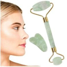 MG Jade Roller masážní váleček na obličej + Gua Sha, zelený