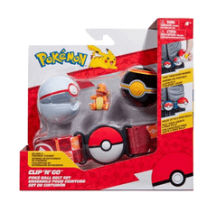 Jazwares Pokémon Clip'n'Go Poké Ball Belt Set Poké Ball, Luxury Ball & Charmander