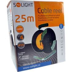 Solight  Prodlužovací kabel na bubnu - 4 zásuvky, 25m, 3 x 1,5mm, IP20, oranžový