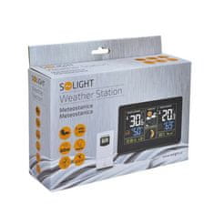 Solight  Bezdrátová meteostanice, extra velký barevný LCD, teplota, vlhkost, tlak, RCC, USB , černá