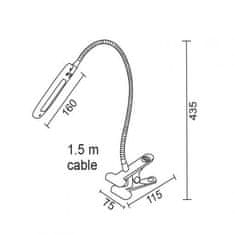 ACA Lightning  LED stolní lampička s vypínačem a klipem BAZ 5W/230V/4000K/340Lm/120°/IP20, modrá