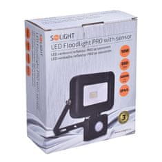 Solight  LED reflektor PRO 10W/230V/850Lm/5000K/120°/IP44, senzor, černý