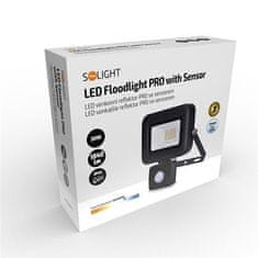 Solight  LED reflektor PRO 20W/230V/1700Lm/5000K/120°/IP44, černý se senzorem