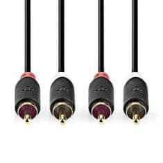 Nedis  Stereo audio kabel, 2x RCA konektor - 2x RCA konektor, pozlacené, 5m