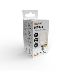 Solight  LED žárovka miniglobe matná G45 8W, E14, 3000K, 720lm