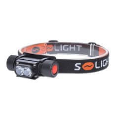 Solight  LED čelová nabíjecí svítilna, 650lm, Li-ion, USB