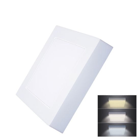 Solight  LED mini panel CCT, přisazený, 12W, 900lm, 3000K, 4000K, 6000K, čtvercový bílý