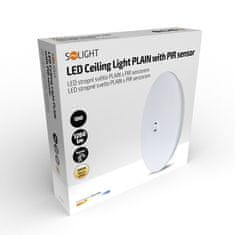 Solight  LED stropní světlo PLAIN s PIR sensorem, 18W, 1260lm, 3000K, kulaté, 33cm