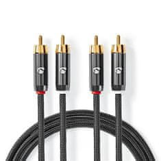 Nedis  Stereo audio kabel, 2x RCA konektor - 2x RCA konektor, pozlacené, 2m