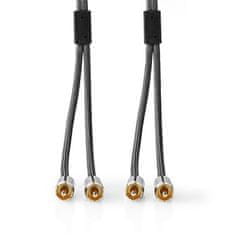 Nedis  Stereo audio kabel, 2x RCA konektor - 2x RCA konektor, pozlacené, 2m