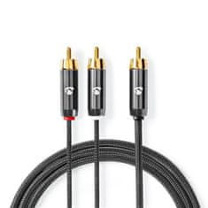 Nedis  Stereo audio kabel, RCA konektor - 2x RCA konektor, pozlacené, 3m