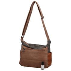 MaxFly Trendy dámská koženková crossbody kabelka Fina, khaki