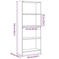 Vidaxl Knihovna betonově šedá 60 x 24 x 143 cm kompozitní dřevo