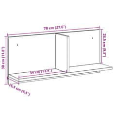 Vidaxl Nástěnná skříňka 70 x 16,5 x 30 cm černá kompozitní dřevo