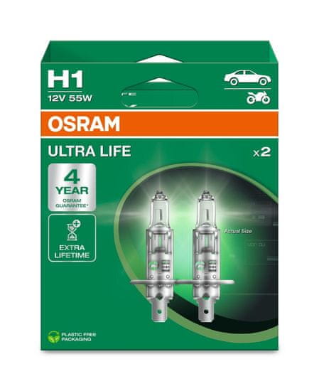 Osram OSRAM H1 12V 55W P14.5s ULTRA LIFE 4 roky záruka 2ks 64150ULT-2HB