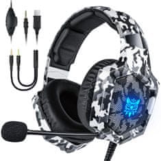 Onikuma K8 RGB Wired Gaming Headset Camou Gray