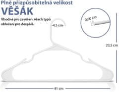 HOME & MARKER® Plastový Věšák na oblečení, Plastové Věšáky na oblečení (sada 50ks) | HANGY bílá