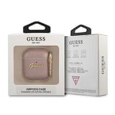 Guess GUA2SASMP pouzdro na AirPods 2. Generace / 1. Generace pink Saffiano Script Metal Collection