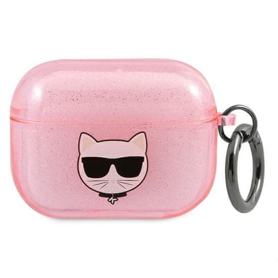 Karl Lagerfeld KLAPUCHGP pouzdro na AirPods PRO Pink glitter Choupette