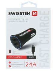 SWISSTEN CL Adaptér Swissten 2,4A 2 x USB + kabel 1,5m Micro USB