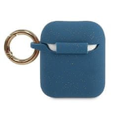 Guess GUACCSILGLBL pouzdro na AirPods 2. Generace / 1. Generace blue Silicone Glitter