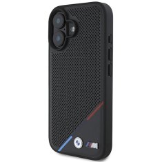 Bmw Originální zadní kryt M Perproated Tricolor Line Magsafe BMHMP16S23PUPDK pro iPhone 16 Black